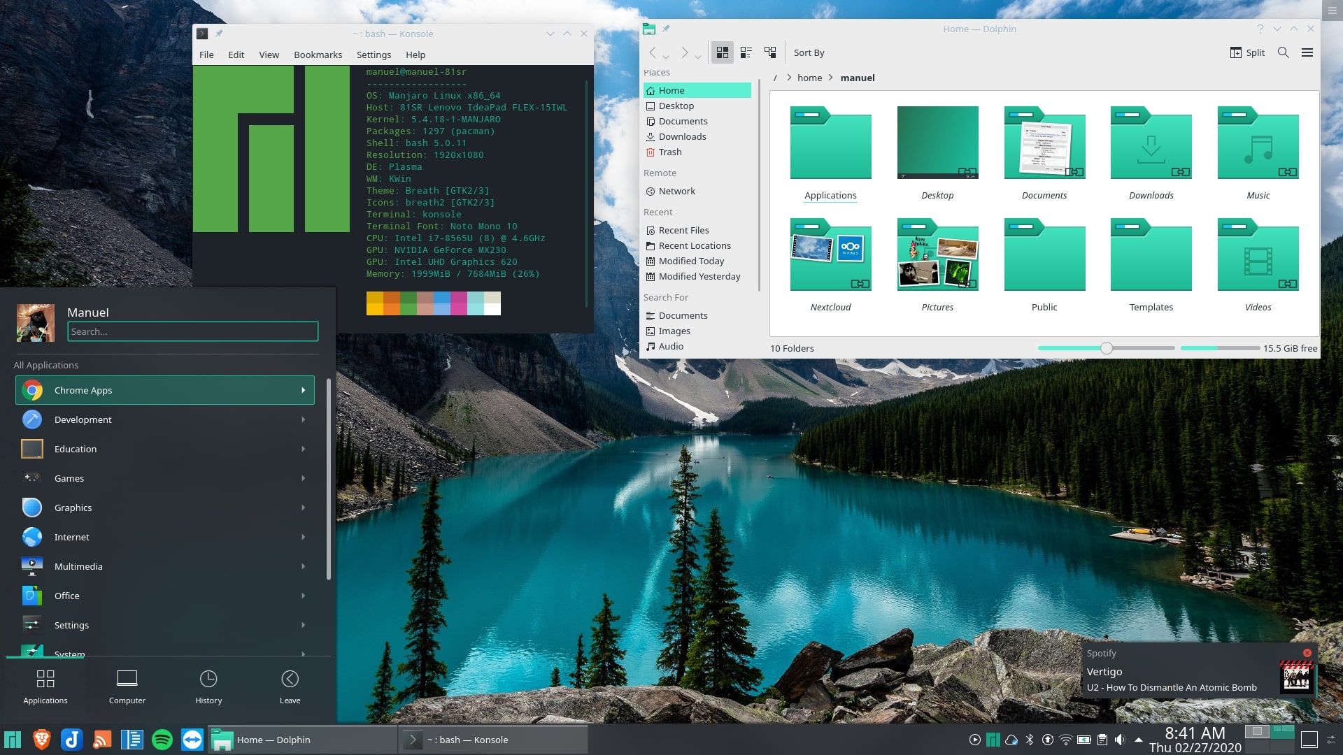 Manjaro KDE Plasma desktop screenshot